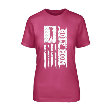 Golf Mom Vertical Flag on a Unisex T-Shirt with a White Graphic