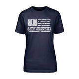Golf Grandma Horizontal Flag on a Unisex T-Shirt with a White Graphic