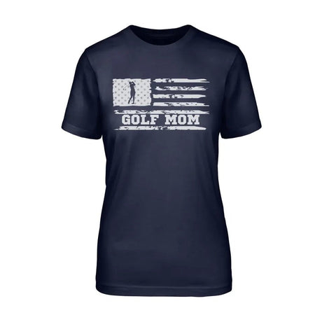 Golf Mom Horizontal Flag on a Unisex T-Shirt with a White Graphic