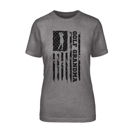 Golf Grandma Vertical Flag on a Unisex T-Shirt with a Black Graphic