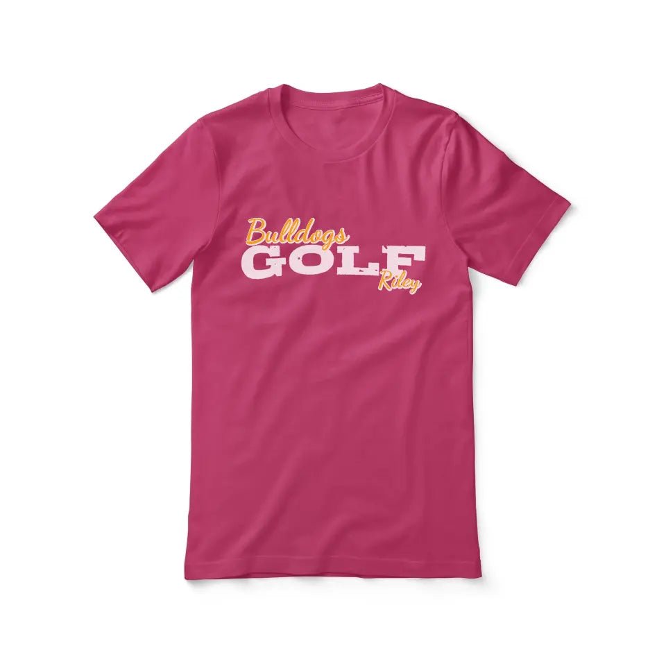 Custom Golf Mascot and Golfer Name on a Unisex T-Shirt with a White Graphic