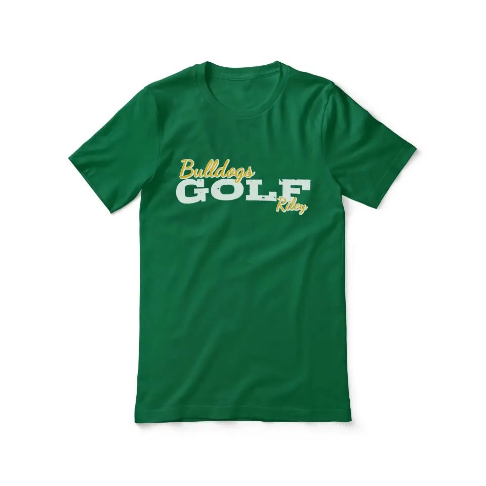 Custom Golf Mascot and Golfer Name on a Unisex T-Shirt with a White Graphic
