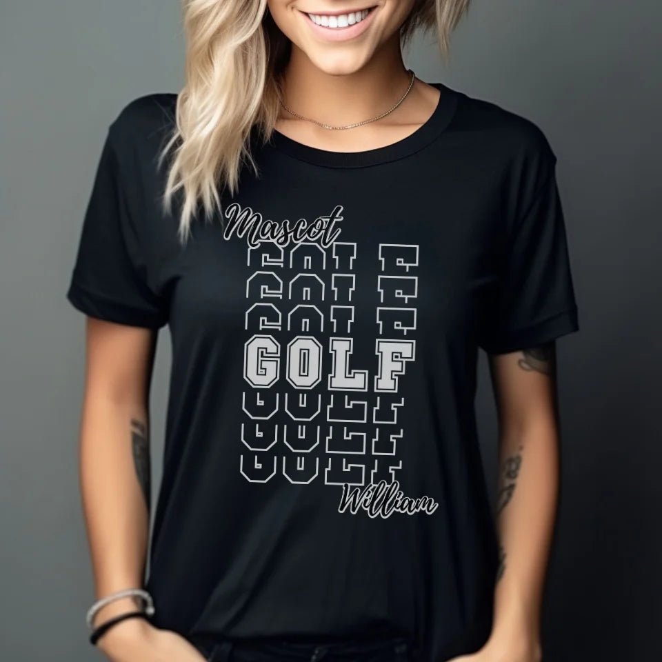 Custom Golf Shirt With Mascot and Golfer Name on a Unisex T-Shirt