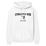 Gymnastics Mom with Gymnast Icon and Gymnast Name on a Hoodie with a Black Graphic