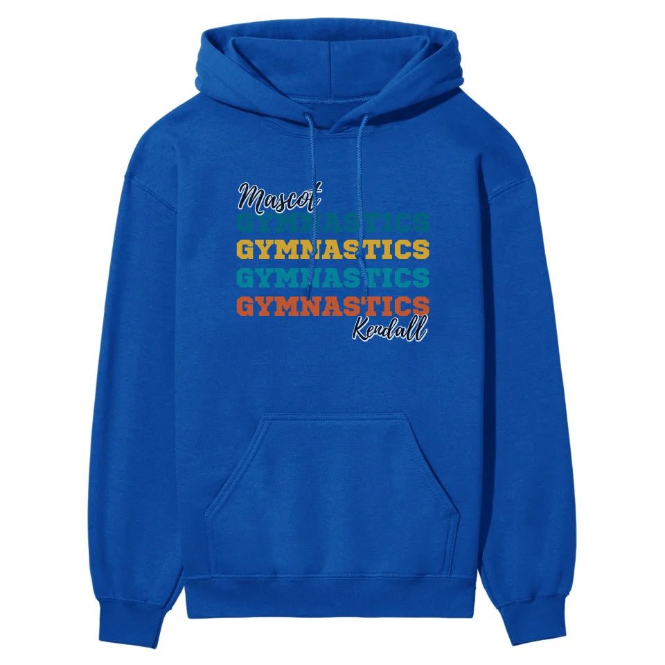 Personalized Gymnastics Gymnastics Gymnastics on a Hoodie With Mascot and Gymnast Name on a Hoodie