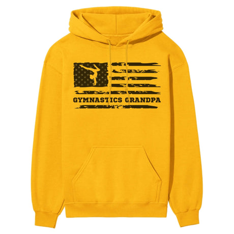 Gymnastics Grandpa Horizontal Flag on a Hoodie with a Black Graphic