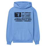 Gymnastics Dad Horizontal Flag on a Hoodie with a Black Graphic