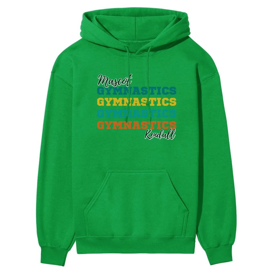 Personalized Gymnastics Gymnastics Gymnastics on a Hoodie With Mascot and Gymnast Name on a Hoodie