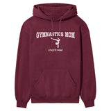 Gymnastics Mom with Gymnast Icon and Gymnast Name on a Hoodie with a White Graphic