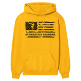 Gymnastics Grandma Horizontal Flag on a Hoodie with a Black Graphic