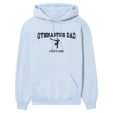 Gymnastics Dad with Gymnast Icon and Gymnast Name on a Hoodie with a Black Graphic