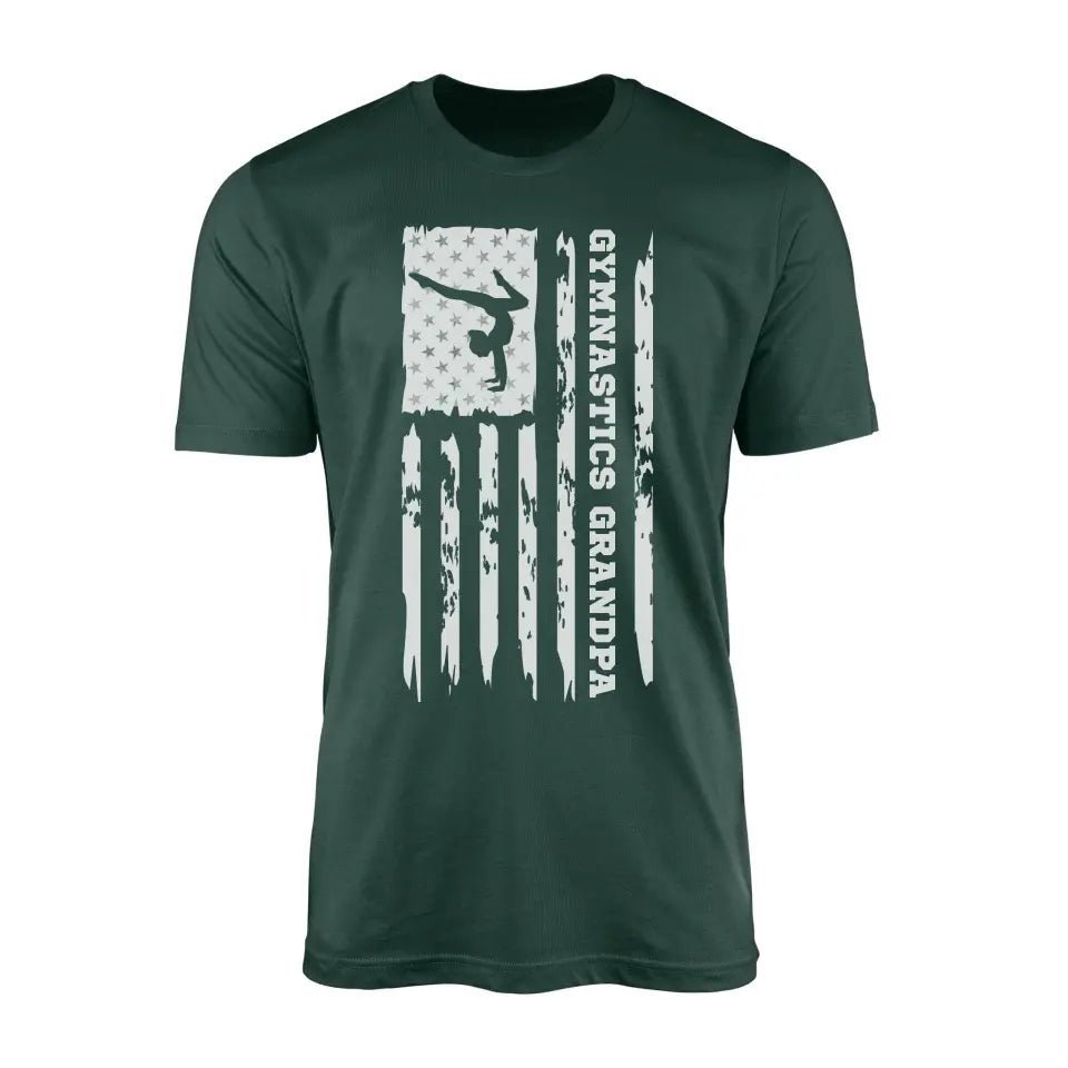 Gymnastics Grandpa Vertical Flag on a Men's T-Shirt with a White Graphic
