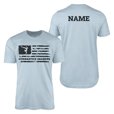 Gymnastics Grandpa Horizontal Flag With Gymnast Name on a Men's T-Shirt with a Black Graphic