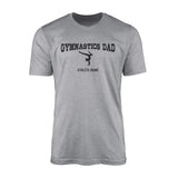 Gymnastics Dad with Gymnast Icon and Gymnast Name on a Men's T-Shirt with a Black Graphic