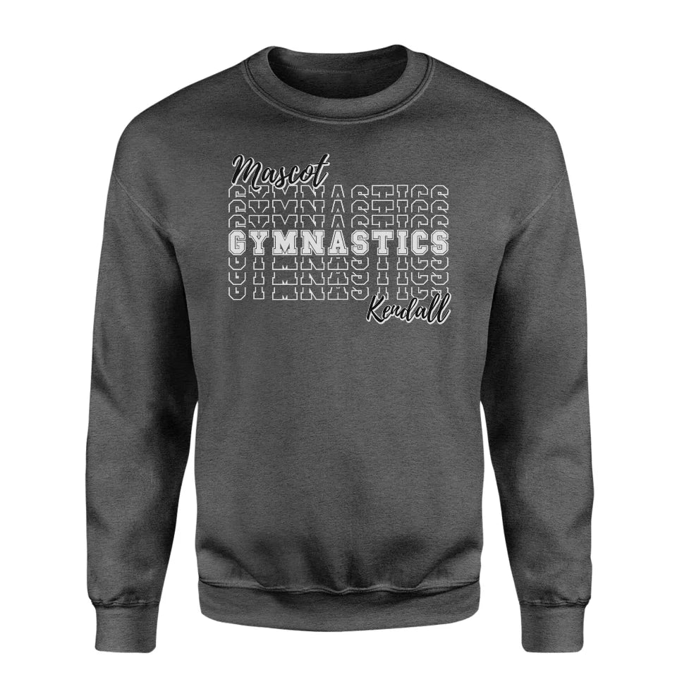 Custom Gymnastics on a Sweatshirt With Mascot and Gymnast Name on a Sweatshirt