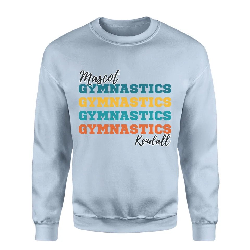 Personalized Gymnastics Gymnastics Gymnastics on a Sweatshirt With Mascot and Gymnast Name on a Sweatshirt