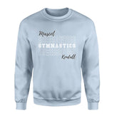 Custom Gymnastics on a Sweatshirt With Mascot and Gymnast Name on a Sweatshirt