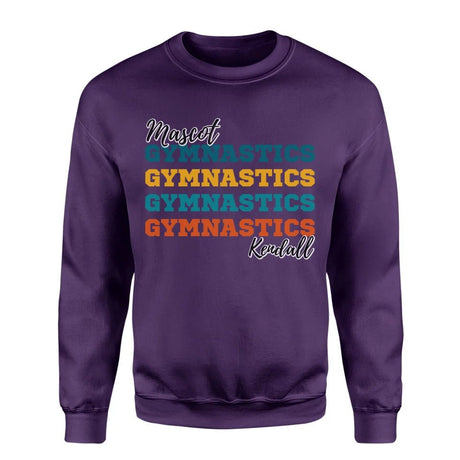 Personalized Gymnastics Gymnastics Gymnastics on a Sweatshirt With Mascot and Gymnast Name on a Sweatshirt