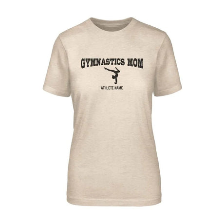 Gymnastics Mom with Gymnast Icon and Gymnast Name on a Unisex T-Shirt with a Black Graphic