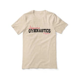 Custom Gymnastics Mascot and Gymnast Name on a Unisex T-Shirt with a Black Graphic