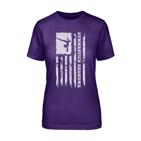 Gymnastics Grandma Vertical Flag on a Unisex T-Shirt with a White Graphic