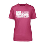 Gymnastics Mom Horizontal Flag on a Unisex T-Shirt with a White Graphic
