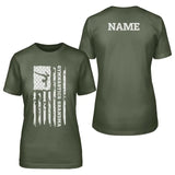 Gymnastics Grandma Vertical Flag With Gymnast Name on a Unisex T-Shirt with a White Graphic