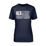 Gymnastics Grandma Horizontal Flag on a Unisex T-Shirt with a White Graphic