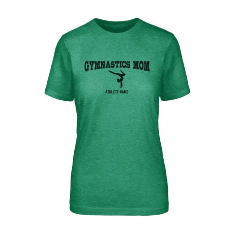 Gymnastics Mom with Gymnast Icon and Gymnast Name on a Unisex T-Shirt with a Black Graphic