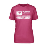 Gymnastics Grandma Horizontal Flag on a Unisex T-Shirt with a White Graphic