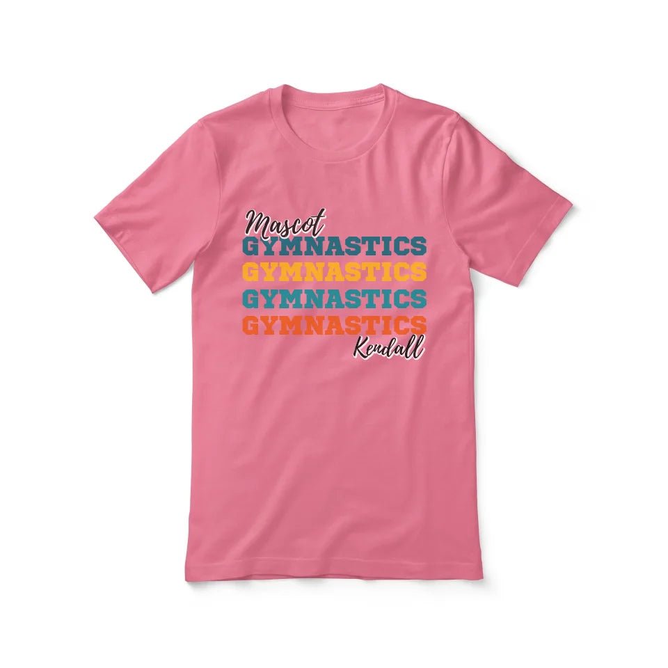 Personalized Gymnastics Gymnastics Gymnastics Shirt With Mascot and Gymnast Name on a Unisex T-Shirt