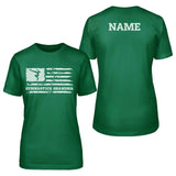 Gymnastics Grandma Horizontal Flag With Gymnast Name on a Unisex T-Shirt with a White Graphic