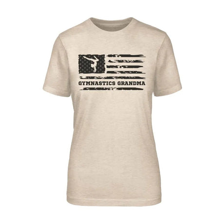 Gymnastics Grandma Horizontal Flag on a Unisex T-Shirt with a Black Graphic