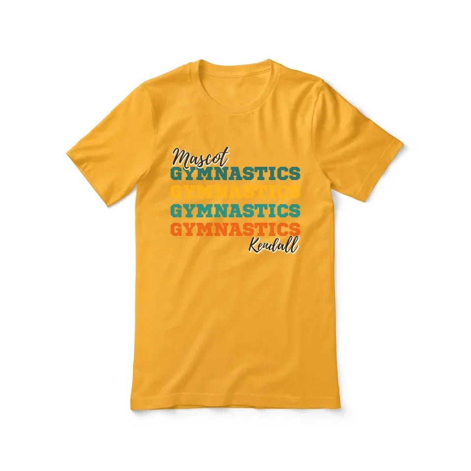 Personalized Gymnastics Gymnastics Gymnastics Shirt With Mascot and Gymnast Name on a Unisex T-Shirt