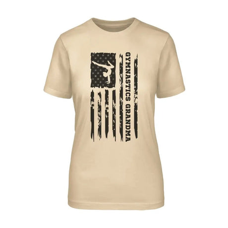 Gymnastics Grandma Vertical Flag on a Unisex T-Shirt with a Black Graphic