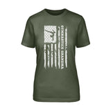 Gymnastics Grandma Vertical Flag on a Unisex T-Shirt with a White Graphic
