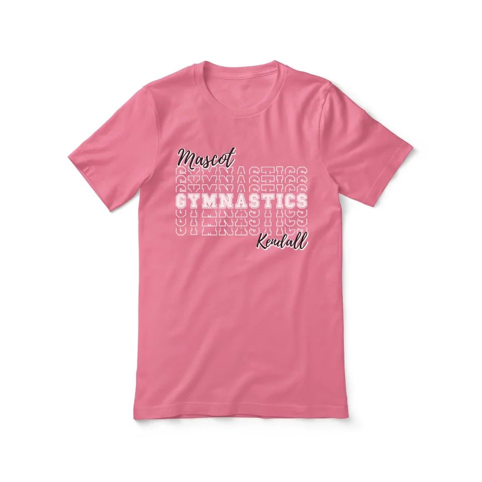 Custom Gymnastics Shirt With Mascot and Gymnast Name on a Unisex T-Shirt