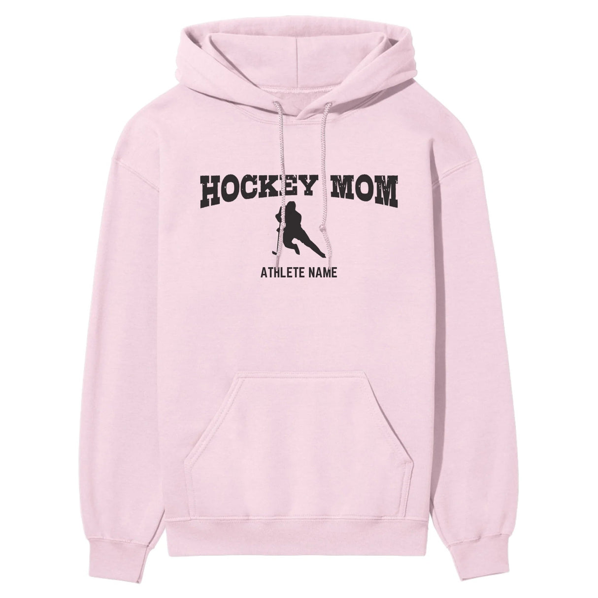 Hockey Mom with Hockey Player Icon and Hockey Player Name on a Hoodie with a Black Graphic