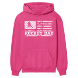 Hockey Dad Horizontal Flag on a Hoodie with a White Graphic