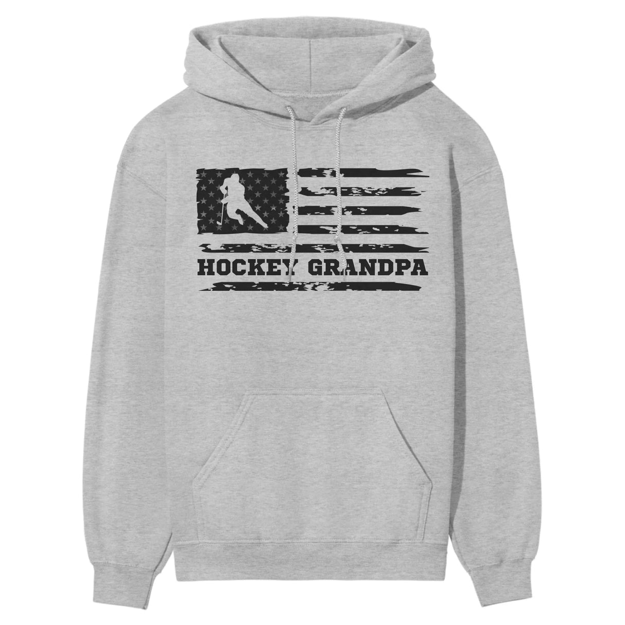 Hockey Grandpa Horizontal Flag on a Hoodie with a Black Graphic