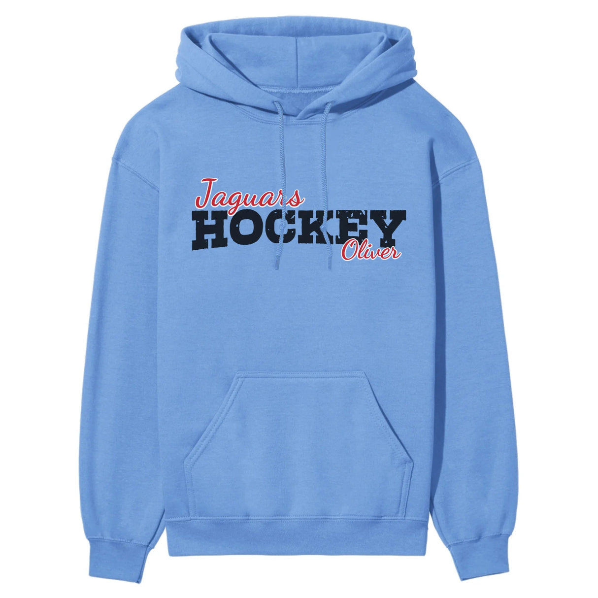 Custom Hockey Mascot and Hockey Player Name on a Hoodie with a Black Graphic