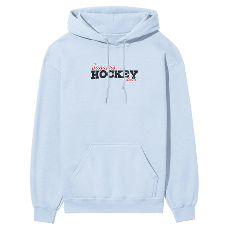 Custom Hockey Mascot and Hockey Player Name on a Hoodie with a Black Graphic