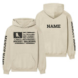 Hockey Grandma Horizontal Flag With Hockey Player Name on a Hoodie with a Black Graphic