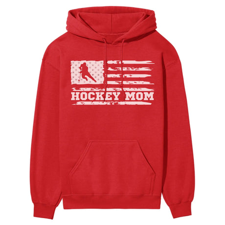 Hockey Mom Horizontal Flag on a Hoodie with a White Graphic