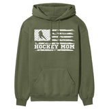 Hockey Mom Horizontal Flag on a Hoodie with a White Graphic