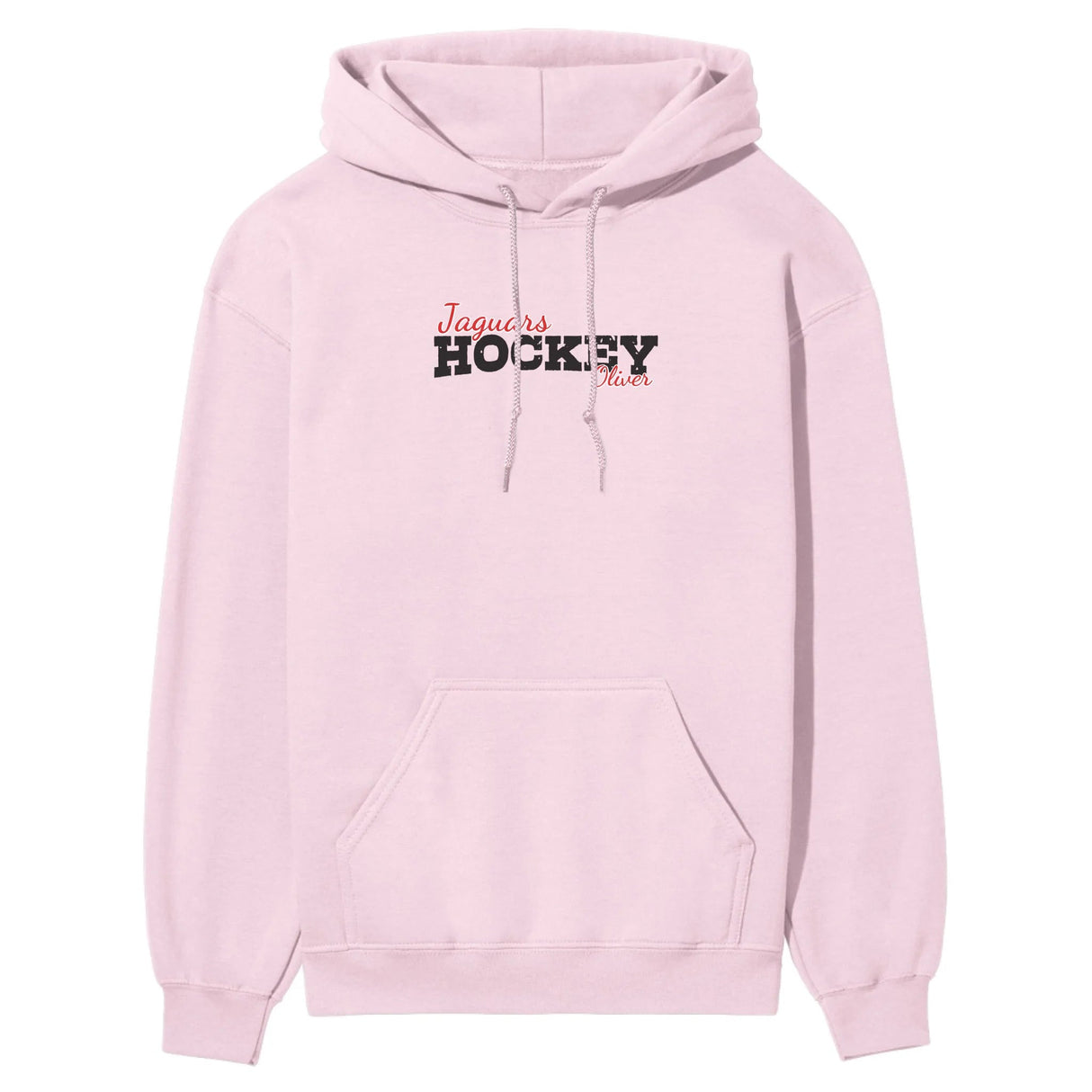 Custom Hockey Mascot and Hockey Player Name on a Hoodie with a Black Graphic