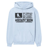 Hockey Mom Horizontal Flag on a Hoodie with a Black Graphic