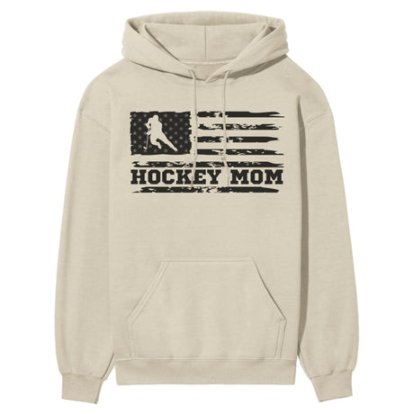 Hockey Mom Horizontal Flag on a Hoodie with a Black Graphic