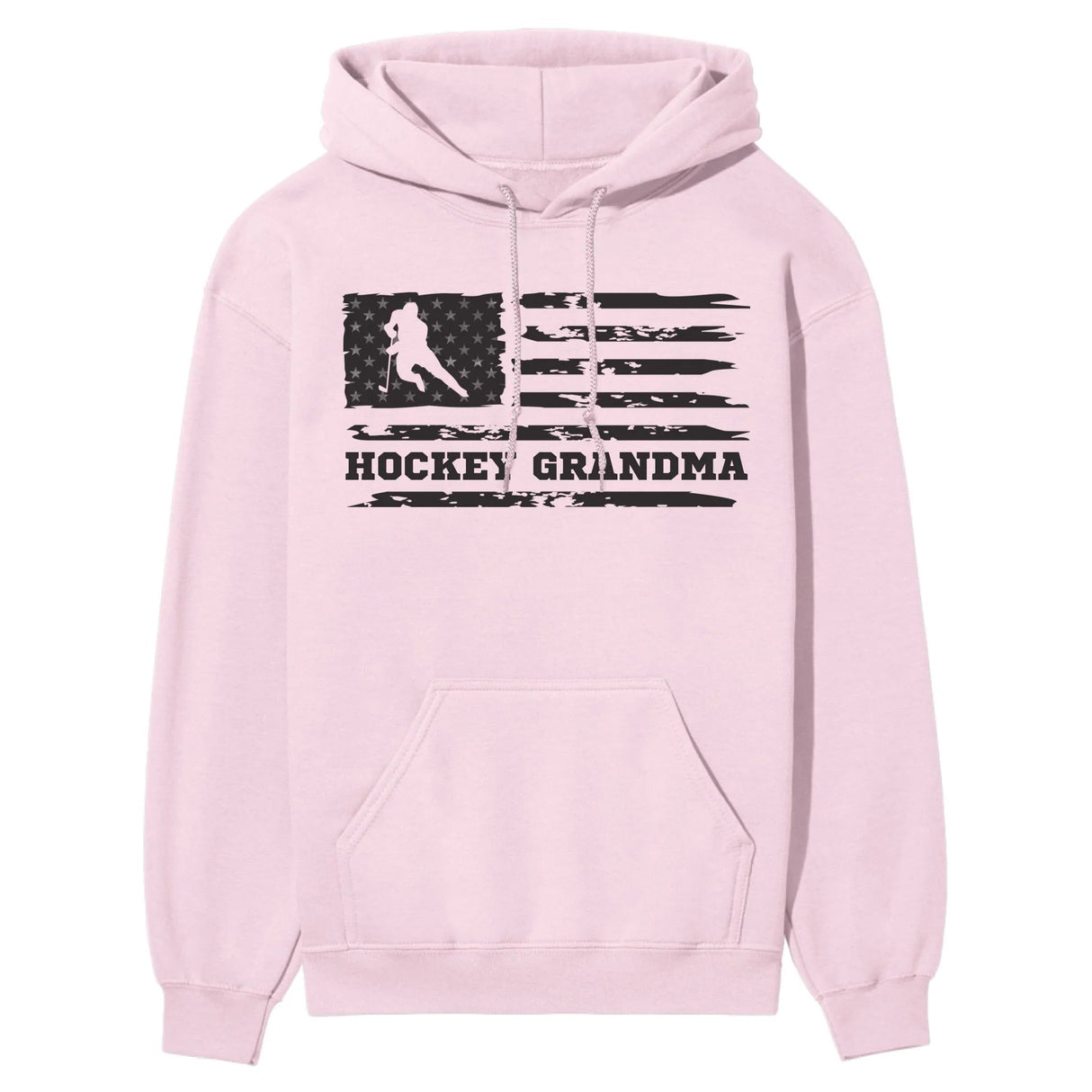 Hockey Grandma Horizontal Flag on a Hoodie with a Black Graphic