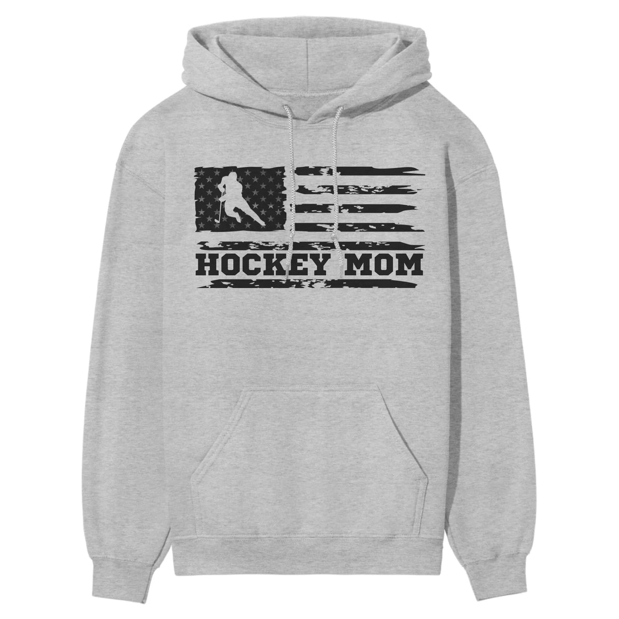 Hockey Mom Horizontal Flag on a Hoodie with a Black Graphic